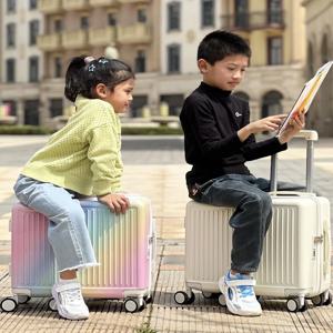 어린이용 기내반입 캐리어 가방 여아용 소형 경량 20인치 풀먼 비밀번호 잠금 가죽 상자 재미있는 만화 스타일