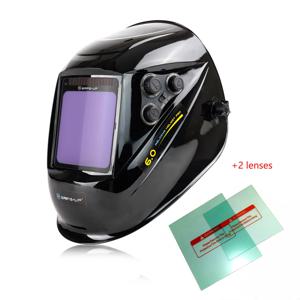 용접 마스크 1/1/1/1 자동 어두워지는 용접 헬멧 대형 뷰 3.93x3.81 인치 MIG MAG MMA 용접기 기계 용 트루 컬러 4 센서