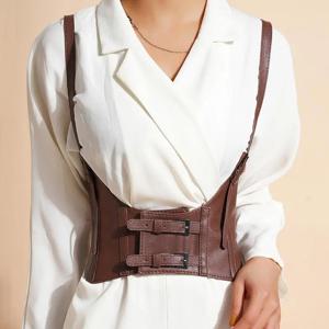 1Pc 여성용 허리 벨트 언더 버스트 코르셋 PU 가죽 조절 가능한 펑크 Cummerbund 코르셋 와이드 벨트 드레스 의상 허리띠 Cincher