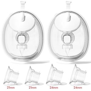 NCVI 웨어러블 유축기 컵 액세서리, 핸즈프리 유축기 컵, 21/24/28mm 플랜지, 2팩