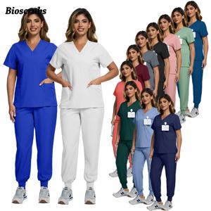 12 색상 뷰티 스파 작업복 의료 수술 유니폼 여성 임상 의류 스크럽 남성용 세트 의사 간호사 간호 작업복