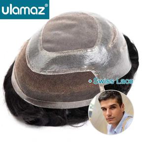 블리치 매듭 레이스 프론트 남성 가발 스위스 레이스 남성 헤어 보철 모노 레이스 헤어 시스템 남성용 천연 인모 부분 가발 남성 가발