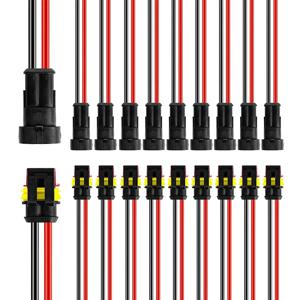 10 쌍 2 핀 방식 자동차 방수 커넥터 16 AWG 방수 전기 커넥터 빠른 연결 해제 와이어 커넥터