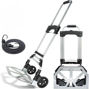 고하중 접이식 알루미늄 핸드 트럭 트롤리, 다용도 카트, 가볍고 내구성 있는 알루미늄 트롤리 |   80KG 적재 용량