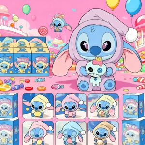 디즈니 뉴 스티치 잠자리에 들기 전에 먹어라 시리즈 비닐 블라인드 박스 가방 펜던트 귀여운 플러시 인형 미스터리 박스 장난감 크리스마스 선물