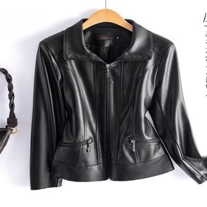 리얼 레더 바이커 자켓 여성용 숏 스타일 2025 신상 양가죽 슬림핏 한국 버전 스몰 사이즈 블랙 가죽 코트