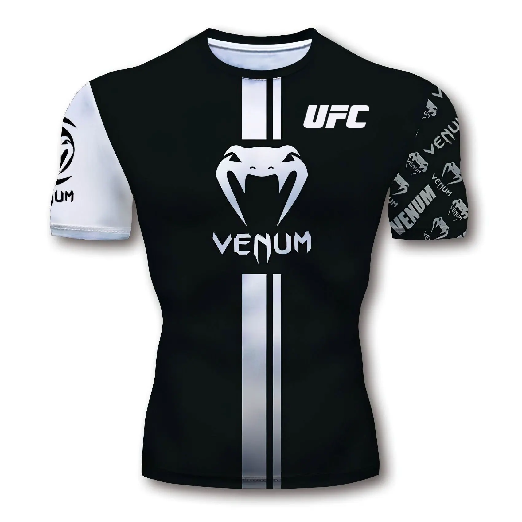 UFC 프린트 긴팔 티셔츠 남성용 타이트 핏 의류 보디빌딩 복싱 피트니스 스포츠웨어 체육관 MMA 트레이닝 탑 티셔츠