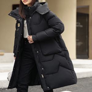 긴 겨울 재킷 신상 여성 다운 코튼 재킷 따뜻한 후드 파카 아우터 여성 두꺼운 방한 스노우웨어 코트 패딩 재킷