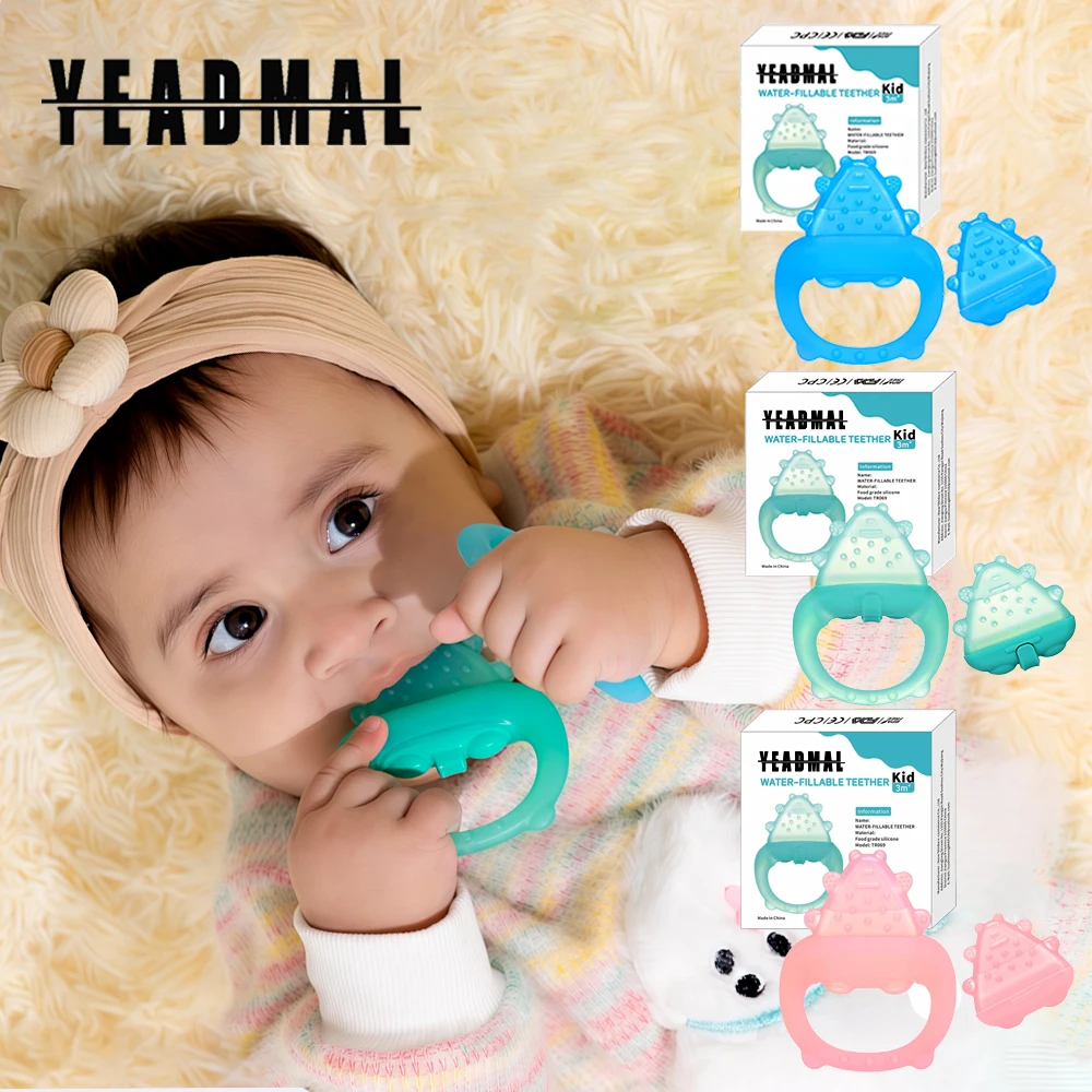 냉동 가능한 아기 실리콘 젖니가 남 장난감 - 0-12개월 된 아기를 위한 냉각 완화, BPA 프리, 물로 채워진 얼음 젖니가 남 장난감, 안전