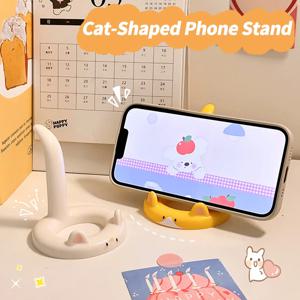 핫세일 귀여운 만화 고양이 폰 스탠드, 데스크탑 레이지 홀더, 창의적인 귀여운 애완동물 폰 거치대 사무실용