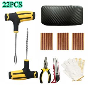 접착제 없는 타이어 플러그 키트 - 자동차/오토바이용 자가 밀봉 고무 스트립 및 스터딩 도구, 2분 긴급 수리