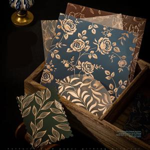 미스터 페이퍼 3팩 꽃무늬 테마 포일 스탬핑 투명 종이 재료 저널 콜라주 배경 빈티지 다이어리 장식용