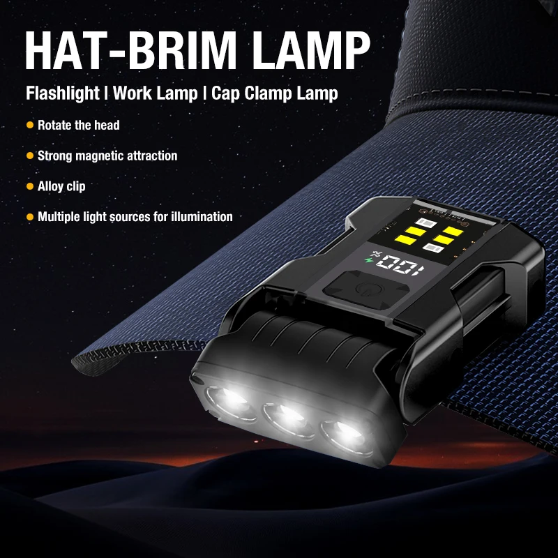 다기능 Usb 충전 손전등 조정 가능한 미니 LED 야외 토치 휴대용 키 체인 빛 자기 캠핑 경고 램프