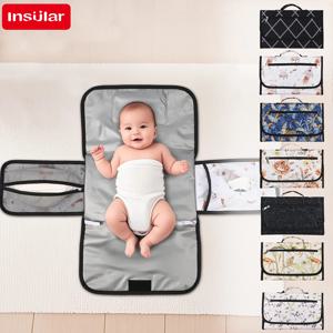 INSULAR 3층 매트리스 방수 기저귀 교환 패드 접이식 세탁 가능 기저귀 쿠션 다기능 수납 팩 편리함