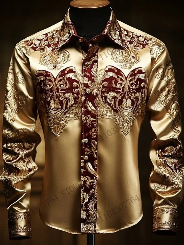 새로운 남성용 레오파드 플로럴 풀 슬리브 셔츠 골든 에스닉 3D 프린트 셔츠 남녀 패션 럭셔리 셔츠 유럽 미국 스타일