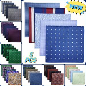 새로운 5개 세트 남성용 포켓 스퀘어 패션 선물 손수건 세트 비즈니스 액세서리 클래식 손수건