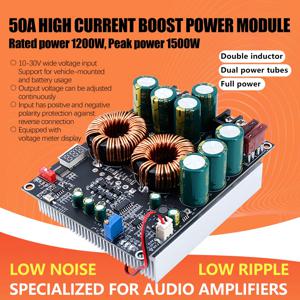 ZK-PW1200 50A 부스트 전원 공급 모듈 DC 10-30V에서 50V, 1200W, 듀얼 인덕터와 LCD 디스플레이가 있는 오디오 앰프 컨버터