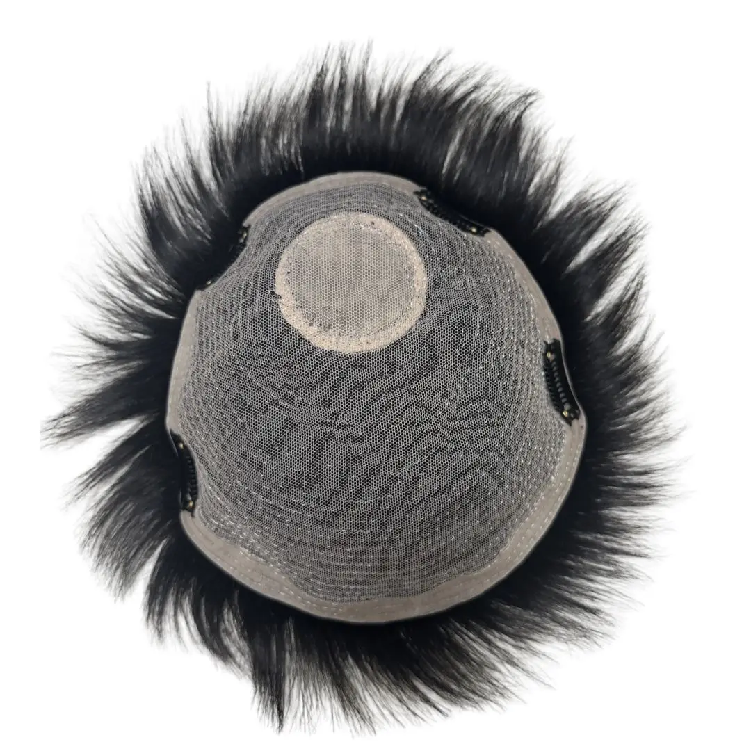 남성 탈모용 4개 클립이 있는 짧은 인모 부분 가발, 남성용 헤어 교체 시스템