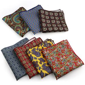 패션 레드 페이즐리 포켓 스퀘어 부드러운 참신한 옐로우 블루 컬러 손수건 남성용 도트 플로럴 보타이 웨딩 비즈니스 선물