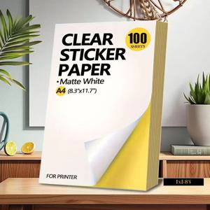 A4 인쇄용 무광택 흰색 비닐 용지 100매, 잉크젯 및 레이저 프린터와 호환 가능, 자체 접착 용지.