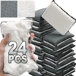 2/24개입 양면 마이크로화이버 스크러빙 스펀지 자동차 가죽 청소용 마이크로화이버 타월 왁스 스펀지 자동차 디테일링 도구