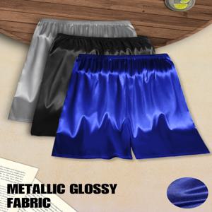 아이스 실크 남성 속옷 메탈릭 광택 슬리퍼 팬츠 탄력 밴드 디자인 편안한 착용감 패션 캐주얼 섹시 슬립웨어 반바지