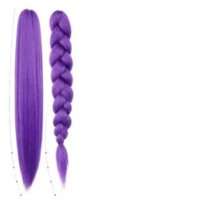 26인치 긴 보라색 땋은 머리 KPOP 루미 코스프레 가발 내열성 합성 포니테일 브레이드 액세서리