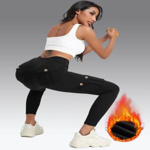 사계절 여성용 타이트 팬츠, 스포츠 힙업 포켓 팬츠, 힙업 슬리밍 요가 크롭 카고 팬츠, 하이웨이스트