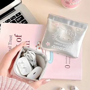 자동 닫힘 스프링 헬로키티 수납 가방 만화 휴대용 화장품 가방 이어폰 동전 지갑 립스틱 여행용 수납 가방