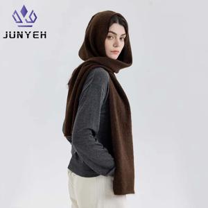 발라클라바 비니 스카프 세트 울 겨울 따뜻한 일체형 모자 스카프 럭셔리 패션 니트 모자 스카프 여성용