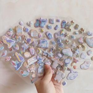 디즈니 프린세스 스티치 주토피아 다이아몬드 커팅 버블 폼 3D 스티커 DIY 전화 케이스 냉장고 장식 스티커 장난감 선물