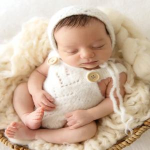 신생아 사진 소품 아기 소년 소녀 바디 슈트 복장 부드러운 니트 롬퍼 사랑스러운 스튜디오 또는 가정 사진 세션에 적합