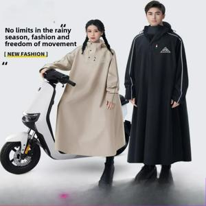 성인용 오버사이즈 롱 레인 판초 방풍 인체-차량 분리형 방수 레인웨어 전기 자전거 타기용