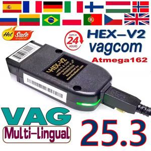 2025 최신 VAG COM V25.3 스캐너 HEX V2 USB 인터페이스 VCDS CAN 폭스바겐 아우디 스코다 시트 무제한 VIN 폴란드어/영어 Atmega162