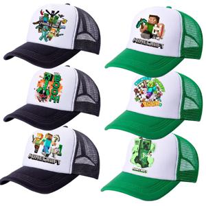 게임 테마 새로운 모자 소년 야구 모자 남성용 햇빛 가리개 자외선 차단 모자 마인크래프트 스타일 패션 힙합 모자 레저 네트 모자 생일 선물