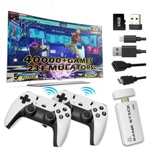 M15 4K TV 게임 스틱 레트로 비디오 게임 콘솔 64GB, 내장 340,000+ 게임, 23+ 시뮬레이터, 2.4G 무선 컨트롤러