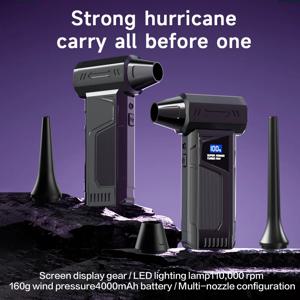 【2026 신제품】무선 제트 팬 브러시리스 모터 터보 에어 블로워 차량 청소용 LED 라이트 디지털 디스플레이 휴대용 야외 사용