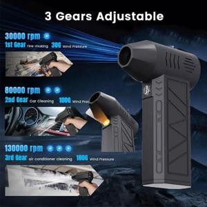 신형 미니 터보 제트 팬 전기 에어 더스터 조절 가능한 풍속 터보 강력 블로워 충전식 라이트 포함 차량 청소 도구
