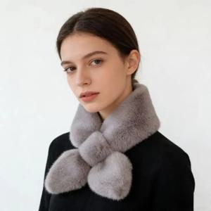 가짜 토끼털 칼라 스카프 여성용 보온 두꺼운 털 스카프 컬러풀 크로스 겨울 스카프 가을 겨울 인조 털 플러시 엘레가