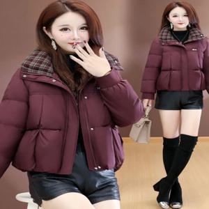 세련된 플래드 칼라 숏 여성 다운 재킷 겨울 신상 스몰 사이즈 젊은 감각 포켓 스퀘어 트렌디 브랜드 진비아오