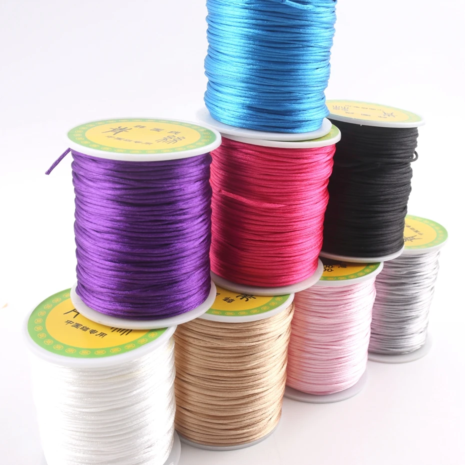 1pc 1mm 80m 새틴 실크 로프 나일론 코드 다채로운 아기 Teether 액세서리 젖니가 남 목걸이 Rattail 코드 DIY 도구 장난감 아기