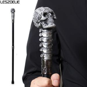 고급 레진 해골 머리 손잡이 지팡이 빈티지 패션 장식용 지팡이 남녀 공용 금속 지팡이