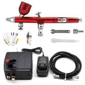 듀얼 액션 에어 브러시 압축기 키트 0.2/0.3mm 에어 브러시 스프레이 건 메이크업 네일 페인트 문신 바디 자동차 장식을위한 청소 도구