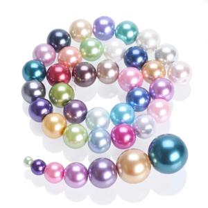 화려한 진주 코팅 유리 원형 4mm 6mm 8mm 10mm 12mm 14mm 루즈 스페이서 비즈 도매, 쥬얼리 제작 DIY 공예 재료