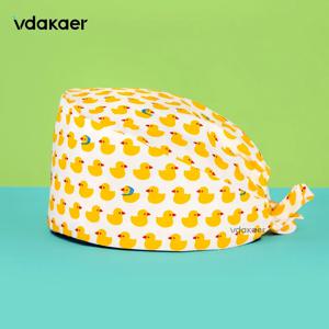 프린트 남녀공용 만화 조절 가능한 스크럽 모자, 미용실 의사 간호 수술 모자, 실험실 간호사 모자, 여성 고로 엔페르메라