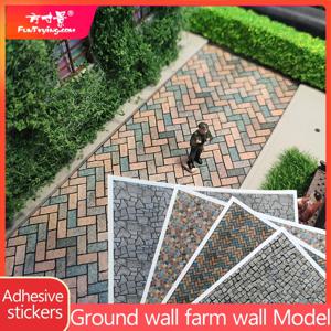 2pcs 시뮬레이션 벽 스티커 모델 포장 도로 바닥 타일 1:64 스케일 sandtable DIY 스티커 자체 접착 건물 모델 재료