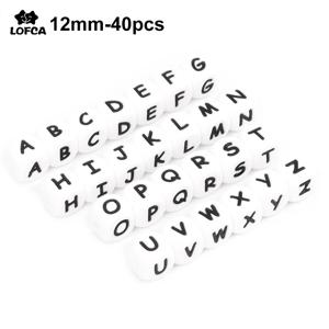 LOFCA 40pcs 알파벳 실리콘 편지 비즈 12mm 젖니 비즈 식품 등급 Teether 영어 편지 아기 젖니가 남 간호