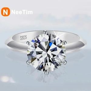 NeeTim 0.5-5ct Moissanite 반지 여성용 925 스털링 실버 화이트 골드 도금 랩 다이아몬드 약혼 웨딩 밴드 쥬얼리
