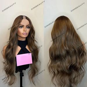 흑인 여성용 긴 웨이브 오프닝 U 부분 인모 가발, 접착제 없는 가벼운 시원한 갈색, 카라멜 금발, 조절 가능한 U 부분 가발, 1x4