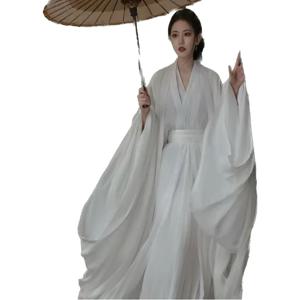 흰색 Hanfu 드레스 여성 고대 중국 Hanfu 여성 할로윈 요정 코스프레 의상 2023 여름 드레스 Hanfu 드레스 플러스 크기